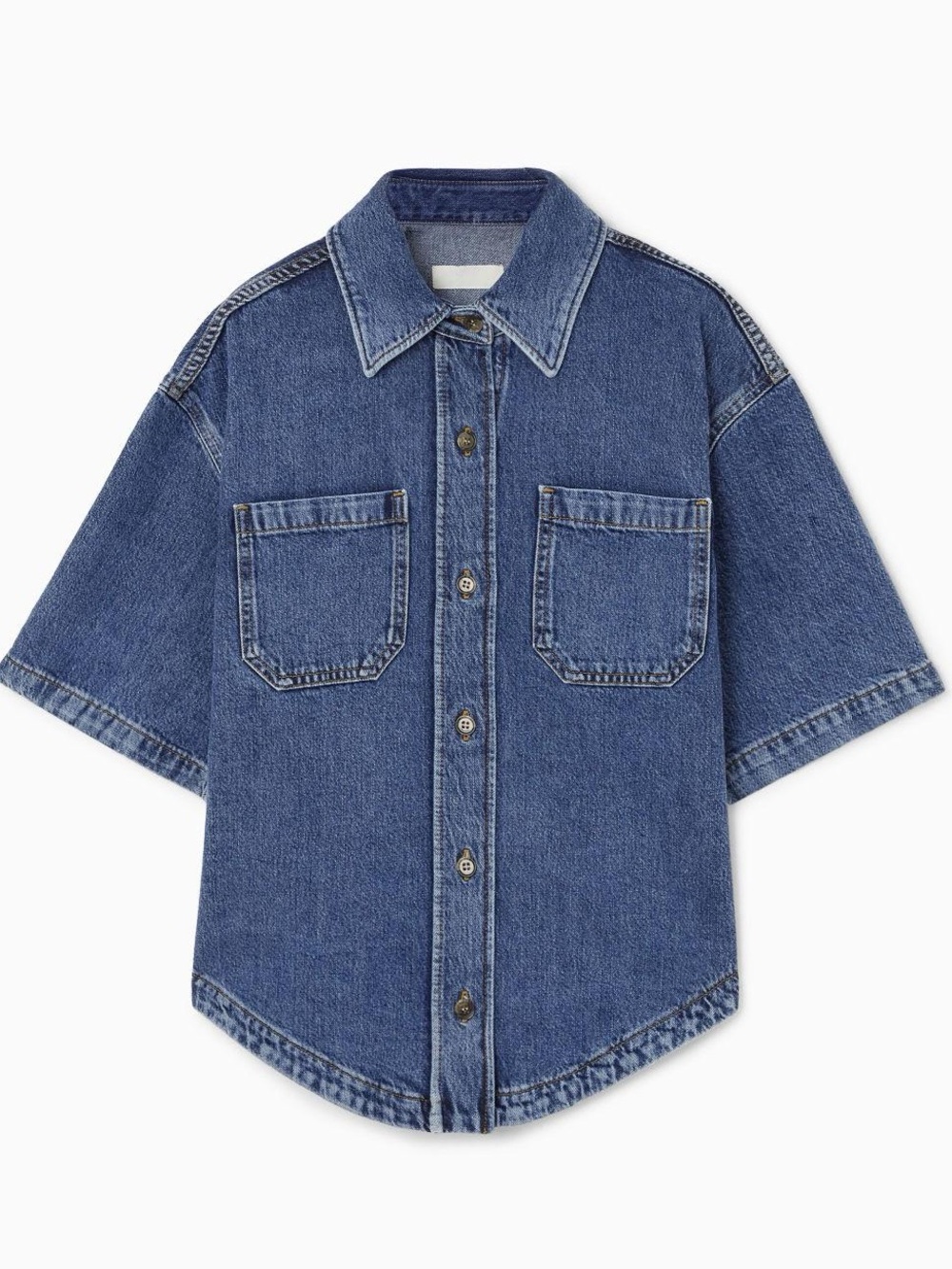Cos Relaxed Short-sleeved Denim Shirt